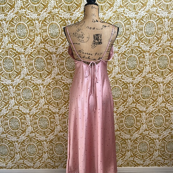 Free People Intimately Easy To Love Satin Slip Midi/Maxi Pink Hearts Dress Sz XS - Picture 9 of 12